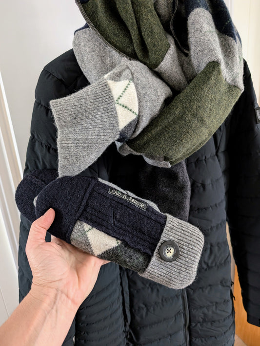 Ensemble Foulard et mitaines assortis